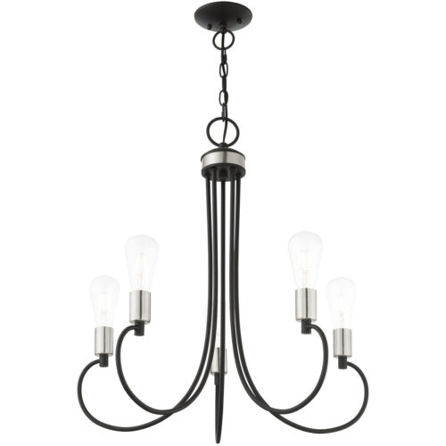 5 Light Black Chandelier with Steel base material-Lighting LumensChandeliers