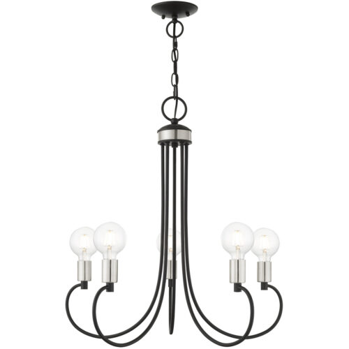 5 Light Black Chandelier with Steel base material-Lighting LumensChandeliers