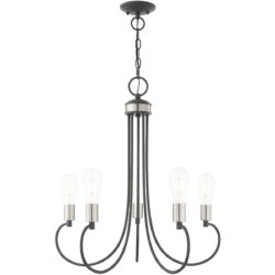 5 Light Scandinavian Gray Chandelier with Steel base material-Lighting LumensChandeliers