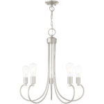 5 Light Brushed Nickel Chandelier with Steel base material-Lighting LumensChandeliers