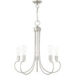 5 Light Brushed Nickel Chandelier with Steel base material-Lighting LumensChandeliers