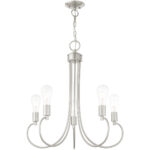 5 Light Brushed Nickel Chandelier with Steel base material-Lighting LumensChandeliers