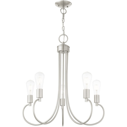 5 Light Brushed Nickel Chandelier with Steel base material-Lighting LumensChandeliers