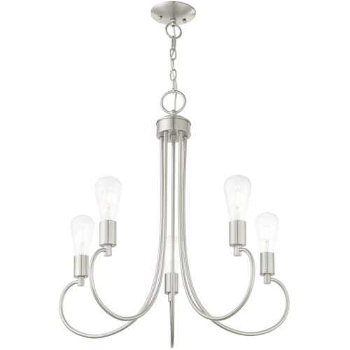 5 Light Brushed Nickel Chandelier with Steel base material-Lighting LumensChandeliers