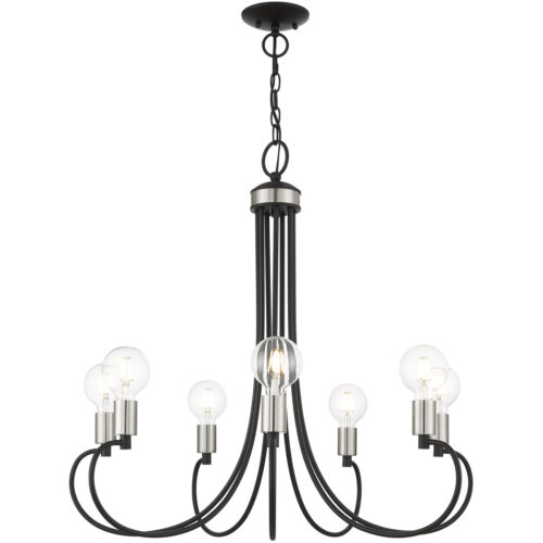 7 Light Black Chandelier with Steel base material-Lighting LumensChandeliers