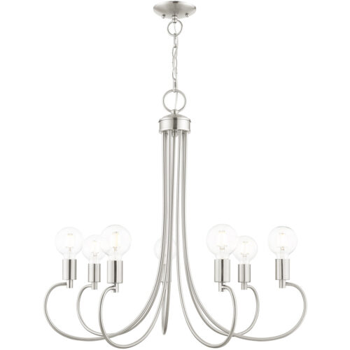 7 Light Brushed Nickel Chandelier with Steel base material-Lighting LumensChandeliers