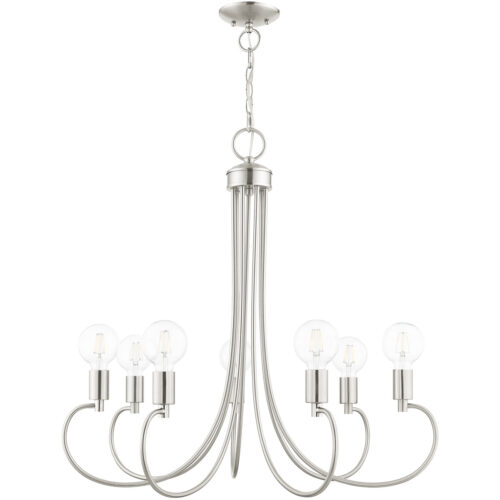 7 Light Brushed Nickel Chandelier with Steel base material-Lighting LumensChandeliers