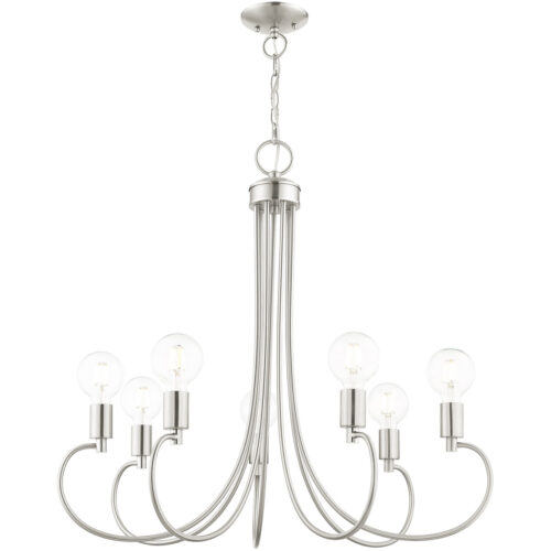 7 Light Brushed Nickel Chandelier with Steel base material-Lighting LumensChandeliers