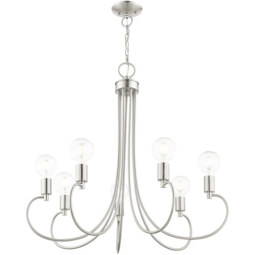 7 Light Brushed Nickel Chandelier with Steel base material-Lighting LumensChandeliers