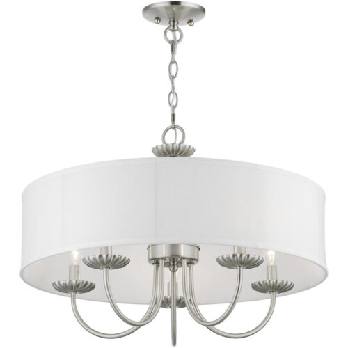 42985-91 5 Light Brushed Nickel Pendant Chandelier-Lighting LumensChandeliers