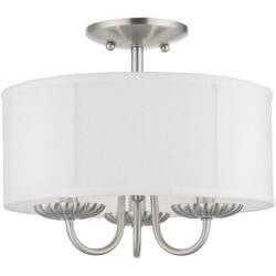 42987-91 3 Light Brushed Nickel Semi-Flush Mount-Lighting LumensSemi Flush