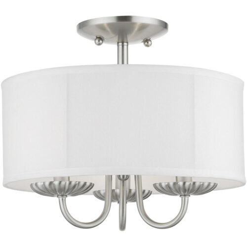 42987-91 3 Light Brushed Nickel Semi-Flush Mount-Lighting LumensSemi Flush