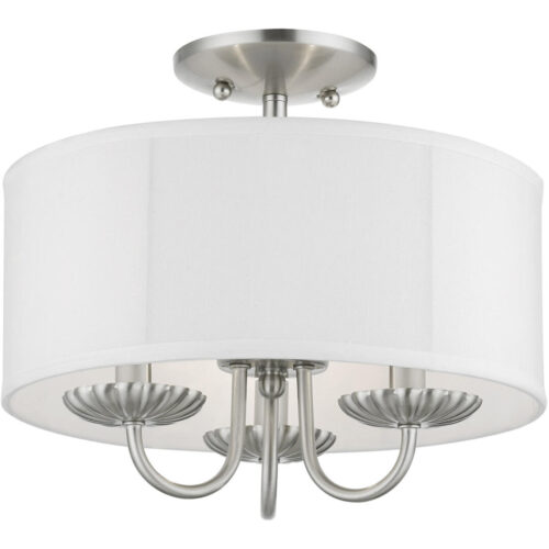 42987-91 3 Light Brushed Nickel Semi-Flush Mount-Lighting LumensSemi Flush