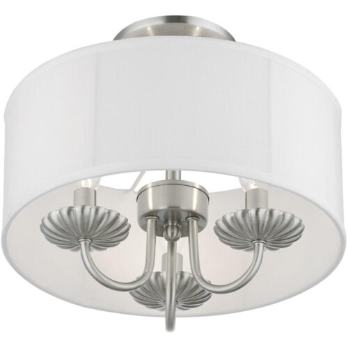 42987-91 3 Light Brushed Nickel Semi-Flush Mount-Lighting LumensSemi Flush