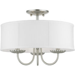 42989-91 3 Light Brushed Nickel Semi-Flush Mount-Lighting LumensSemi Flush