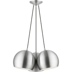 43393-66 3 Light Polished Aluminum Globe Pendant-Lighting LumensPendant Lights