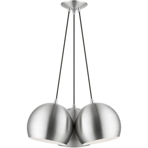 43393-66 3 Light Polished Aluminum Globe Pendant-Lighting LumensPendant Lights