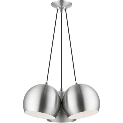 43393-66 3 Light Polished Aluminum Globe Pendant-Lighting LumensPendant Lights