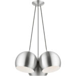 43393-66 3 Light Polished Aluminum Globe Pendant-Lighting LumensPendant Lights