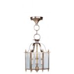 3 Light Antique Brass Chain Hang/Ceiling Light fixture with Clear Beveled Glass Shade-Lighting LumensFlush Mount Ceiling Lights