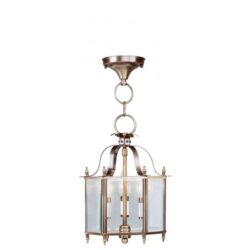 3 Light Antique Brass Chain Hang/Ceiling Light fixture with Clear Beveled Glass Shade-Lighting LumensFlush Mount Ceiling Lights