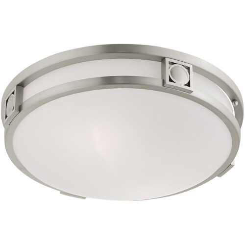 2 Light Brushed Nickel Ceiling Light fixture with Steel base material-Lighting LumensFlush Mount Ceiling Lights