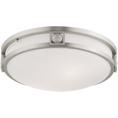 2 Light Brushed Nickel Ceiling Light fixture with Steel base material-Lighting LumensFlush Mount Ceiling Lights