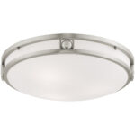 3 Light Brushed Nickel Ceiling Light fixture with Steel base material-Lighting LumensFlush Mount Ceiling Lights