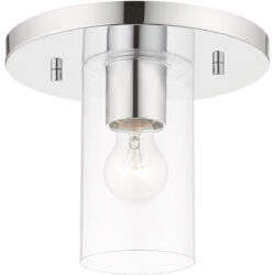 1 Light Polished Chrome Flush Mount with Clear Glass Shade-Lighting LumensBath/Flush Mounts