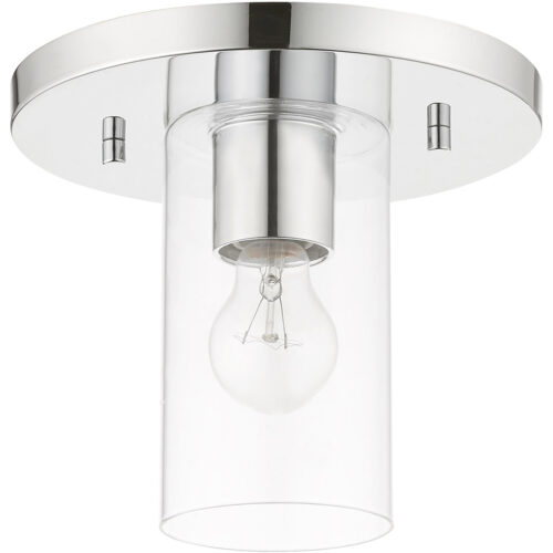 1 Light Polished Chrome Flush Mount with Clear Glass Shade-Lighting LumensBath/Flush Mounts