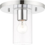 1 Light Polished Chrome Flush Mount with Clear Glass Shade-Lighting LumensBath/Flush Mounts