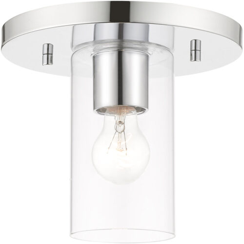 1 Light Polished Chrome Flush Mount with Clear Glass Shade-Lighting LumensBath/Flush Mounts