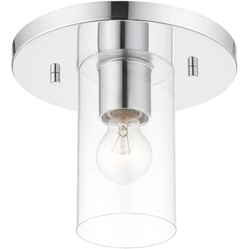 1 Light Polished Chrome Flush Mount with Clear Glass Shade-Lighting LumensBath/Flush Mounts