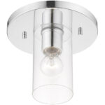 1 Light Polished Chrome Flush Mount with Clear Glass Shade-Lighting LumensBath/Flush Mounts