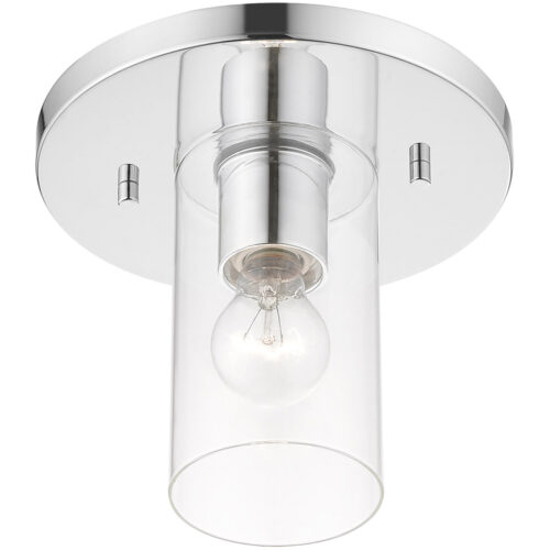 1 Light Polished Chrome Flush Mount with Clear Glass Shade-Lighting LumensBath/Flush Mounts