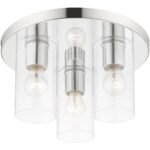 3 Light Polished Chrome Flush Mount with Clear Glass Shade-Lighting LumensBath/Flush Mounts