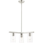 3 Light Brushed Nickel Chandelier with Clear Glass Shade-Lighting LumensChandeliers