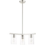 3 Light Brushed Nickel Chandelier with Clear Glass Shade-Lighting LumensChandeliers