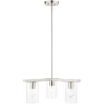 3 Light Brushed Nickel Chandelier with Clear Glass Shade-Lighting LumensChandeliers