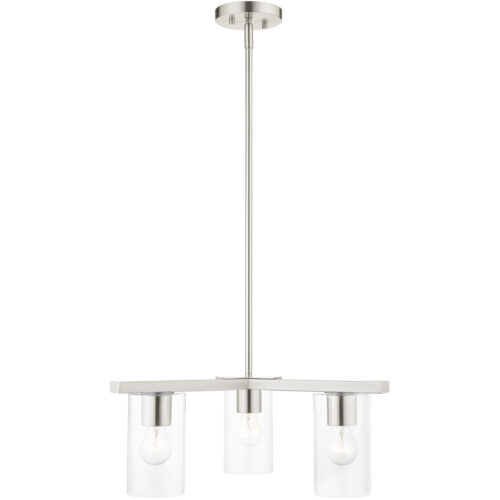 3 Light Brushed Nickel Chandelier with Clear Glass Shade-Lighting LumensChandeliers