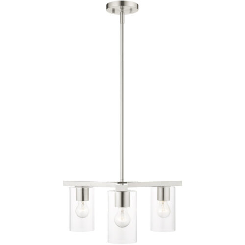 3 Light Brushed Nickel Chandelier with Clear Glass Shade-Lighting LumensChandeliers