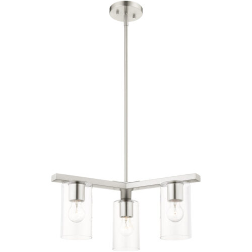 3 Light Brushed Nickel Chandelier with Clear Glass Shade-Lighting LumensChandeliers