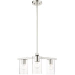 3 Light Brushed Nickel Chandelier with Clear Glass Shade-Lighting LumensChandeliers