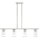 4.5 inch 4 Light Brushed Nickel Chandelier with Clear Glass Shade-Lighting LumensChandeliers