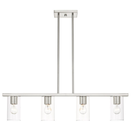 4.5 inch 4 Light Brushed Nickel Chandelier with Clear Glass Shade-Lighting LumensChandeliers