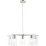 5 Light Brushed Nickel Chandelier with Clear Glass Shade-Lighting LumensChandeliers