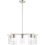 5 Light Brushed Nickel Chandelier with Clear Glass Shade-Lighting LumensChandeliers