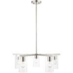 5 Light Brushed Nickel Chandelier with Clear Glass Shade-Lighting LumensChandeliers