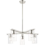 5 Light Brushed Nickel Chandelier with Clear Glass Shade-Lighting LumensChandeliers