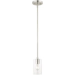 1 Light Brushed Nickel Pendant with Clear Glass Shade-Lighting LumensPendant Lights